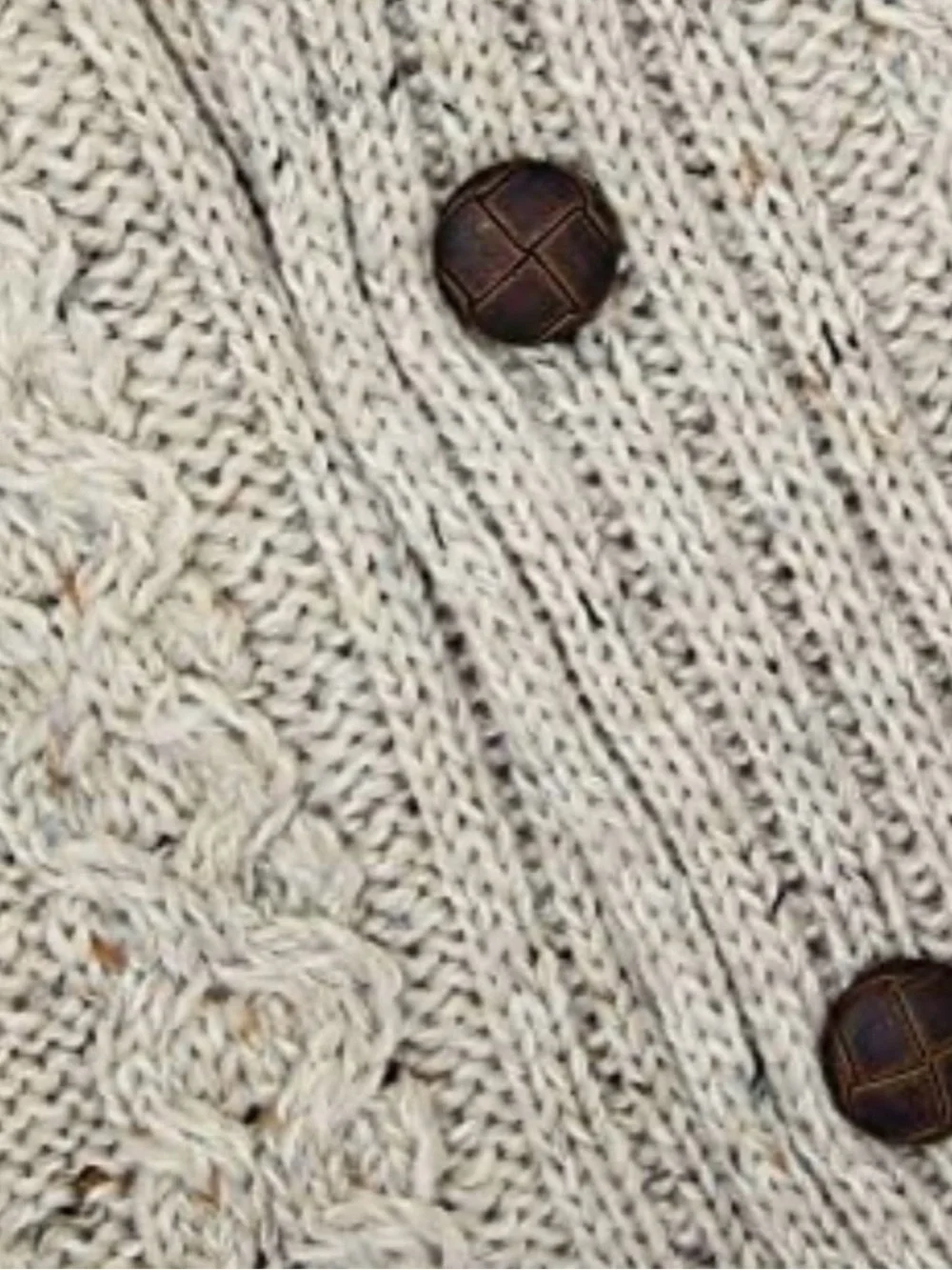 Aran Crafts Men's Merino Wool Shawl Neck Diamond Cardigan Oatmeal Size: Large
